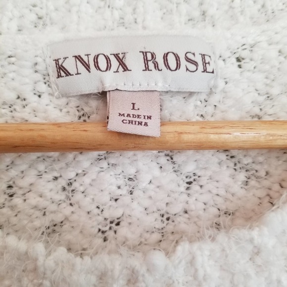 Knox Rose Women's Colorblock Eyelash Long Sleeve Sweater Size Large Cream Cozy - Picture 3 of 7